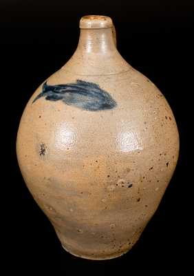 Stoneware Jug w/ Impressed Fish Decoration att. Jonathan Fenton, Boston, MA