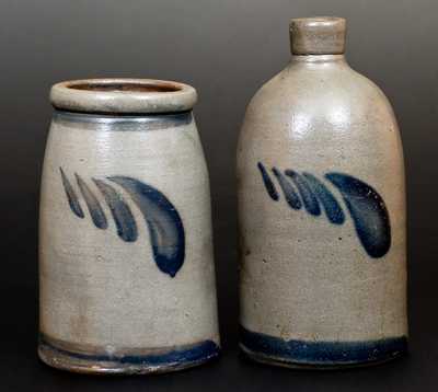 Lot of Two: Western PA Stoneware Jug and Jar with Matching Decorations