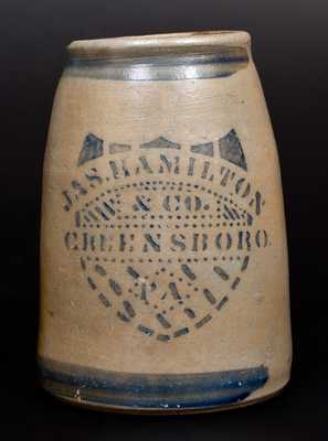 JAS. HAMILTON & CO. / GREENSBORO, PA Stoneware Wax Sealer w/ Shield Decoration