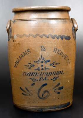 6 Gal. WILLIAMS & REPPERT / GREENSBORO, PA Stoneware Jar