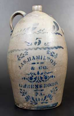 5 Gal. JAS. HAMILTON & CO. / GREENSBORO, PA Stoneware Jug