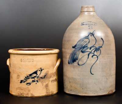 Lot of Two: Northeastern U.S. Stoneware with Bird Decorations