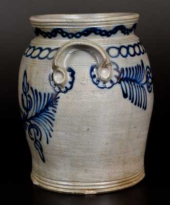Important B. C. MILBURN, Alexandria, VA Stoneware Jar w/ Elaborate Slip-Trailed Design