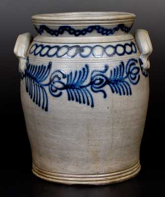 Important B. C. MILBURN, Alexandria, VA Stoneware Jar w/ Elaborate Slip-Trailed Design