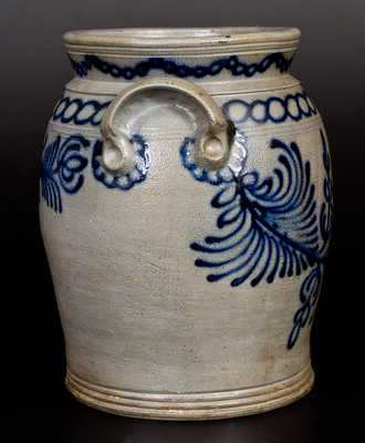 Important B. C. MILBURN, Alexandria, VA Stoneware Jar w/ Elaborate Slip-Trailed Design