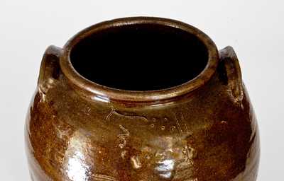 Outstanding "Lm" Stoneware Jar attrib. Dave, Edgefield, SC, circa 1850