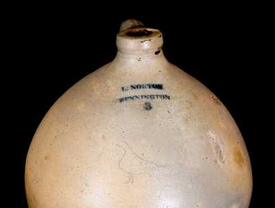  L. NORTON / BENNINGTON Stoneware Jug with Incised Bird Decoration