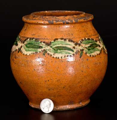 Very Rare Morgantown, West Virginia, School Slip-Decorated Redware Jar