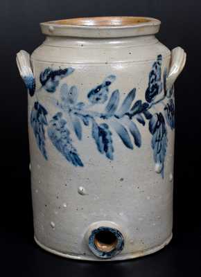 Philadelphia Stoneware Water Cooler w/ Cobalt Floral Decoration, circa 1840