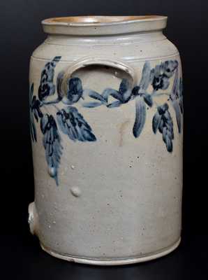 Philadelphia Stoneware Water Cooler w/ Cobalt Floral Decoration, circa 1840