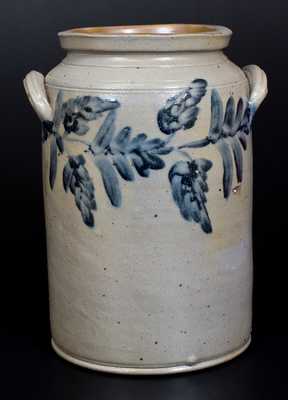 Philadelphia Stoneware Water Cooler w/ Cobalt Floral Decoration, circa 1840