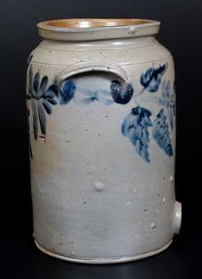 Philadelphia Stoneware Water Cooler w/ Cobalt Floral Decoration, circa 1840
