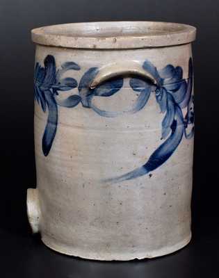 Baltimore, MD Stoneware Water Cooler w/ Cobalt Floral Decoration, c1840
