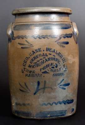4 Gal. SARDIS, OHIO Stoneware Advertising Jar, Western PA origin