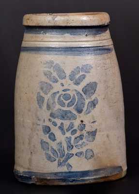 Western PA Stoneware Canning Jar with Stenciled Floral Decoration