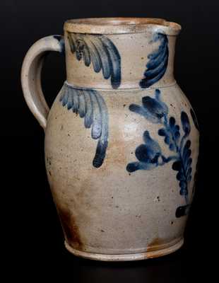 1 1/2 Gal Stoneware Pitcher with Floral Decoration, Baltimore, circa 1860