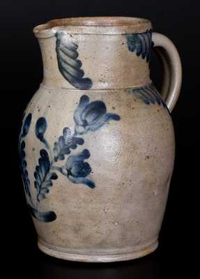 1 1/2 Gal Stoneware Pitcher with Floral Decoration, Baltimore, circa 1860