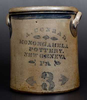 A. CONRAD / MONONGAHELA POTTERY / NEW GENEVA, PA Stoneware Crock