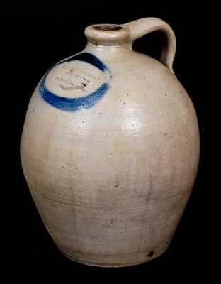 New York Stoneware Advertising Jug SHEPPARD & MORGAN / DYE STUFFS / 47 FULTON ST. NY