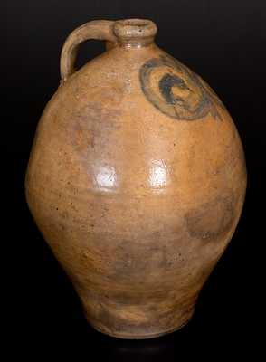 Early Ovoid Stoneware Jug w/ Watchspring Decoration, NJ or New England, late 18th Century