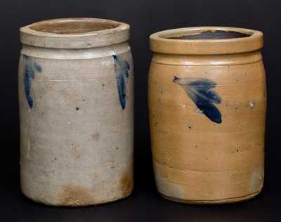 Lot of Two: Quart Stoneware Jars w/ Cobalt Decoration att. R. J. Grier, Chester County, PA