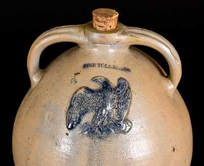 Extremely Rare J. CLARK & CO. / TROY, BRISTOLS BEER Stoneware Cooler w/ Applied Eagle