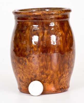 Small JOHN BELL, Waynesboro, PA, Redware Jar with Sponged Manganese Glaze