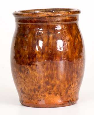 Small JOHN BELL, Waynesboro, PA, Redware Jar with Sponged Manganese Glaze