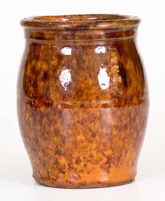 Small JOHN BELL, Waynesboro, PA, Redware Jar with Sponged Manganese Glaze