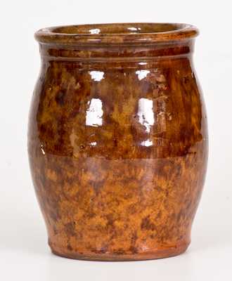 Small JOHN BELL, Waynesboro, PA, Redware Jar with Sponged Manganese Glaze