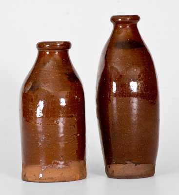Lot of Two: Redware Flasks with Manganese Decoration