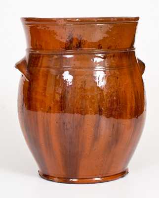 Glazed Redware Jar with Streaked Manganese Decoration