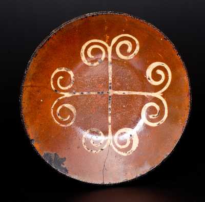 Huntington, Long Island Redware Plate with Impressed Designs