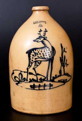 Outstanding 4 Gal. J. & E. NORTON / BENNINGTON, VT Stoneware Deer Jug