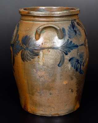 Rare 6 Gal. J. KEISTER & CO. / STRASBURG, VA Stoneware Jar w/ Cobalt Floral Decoration