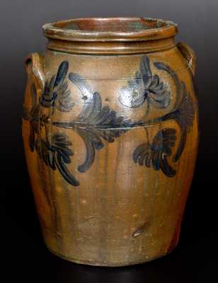 Rare 6 Gal. J. KEISTER & CO. / STRASBURG, VA Stoneware Jar w/ Cobalt Floral Decoration