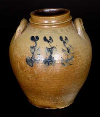 Ovoid Stoneware Jar w/ Floral Decoration att. David Cobb, N. Bridgewater, MA, c1830
