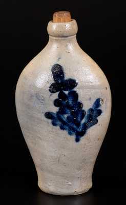 Stoneware Flask with Cobalt Floral Decoration