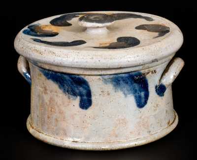 JOHN BELL / WAYNESBORO Decorated Stoneware Butter Crock w/ Matching Lid