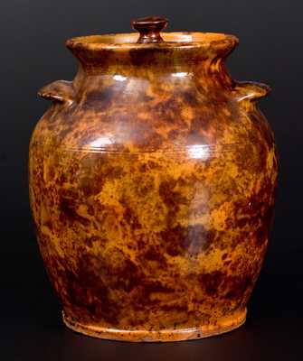 Rare and Fine Redware Lidded Jar, 