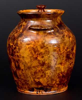 Rare and Fine Redware Lidded Jar, 