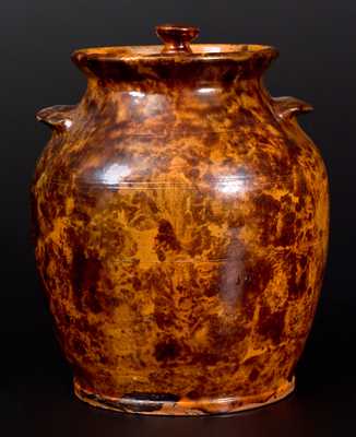 Rare and Fine Redware Lidded Jar, 