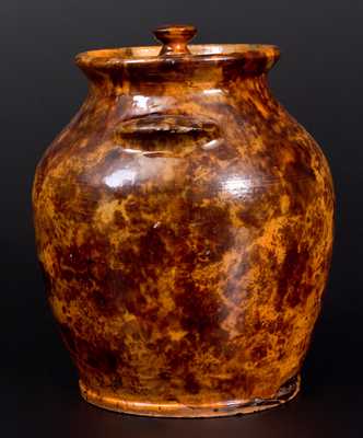 Rare and Fine Redware Lidded Jar, 