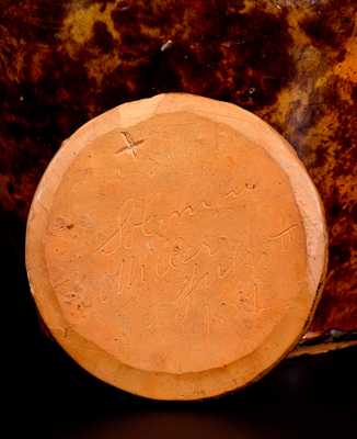 Rare and Fine Redware Lidded Jar, 