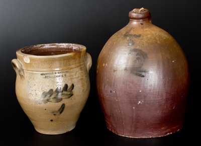 Lot of Two: Rare NY Stoneware, LEWIS REEHL / PEEKSKILL, MABBETT & ANTHONE / PO KEEPSIE