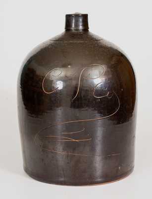 3 Gal. Albany Slip Stoneware Jug Inscribed "C PA"