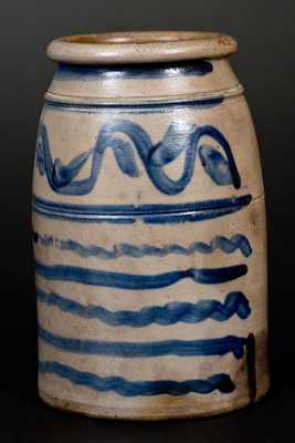 Western PA Stoneware Canning Jar with Profuse Striped Decoration