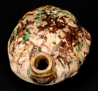 Exceedingly Rare Moravian Redware Turtle Bottle, Salem, NC origin, c1800-50