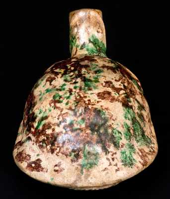 Exceedingly Rare Moravian Redware Turtle Bottle, Salem, NC origin, c1800-50