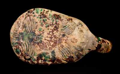 Exceedingly Rare Moravian Redware Turtle Bottle, Salem, NC origin, c1800-50